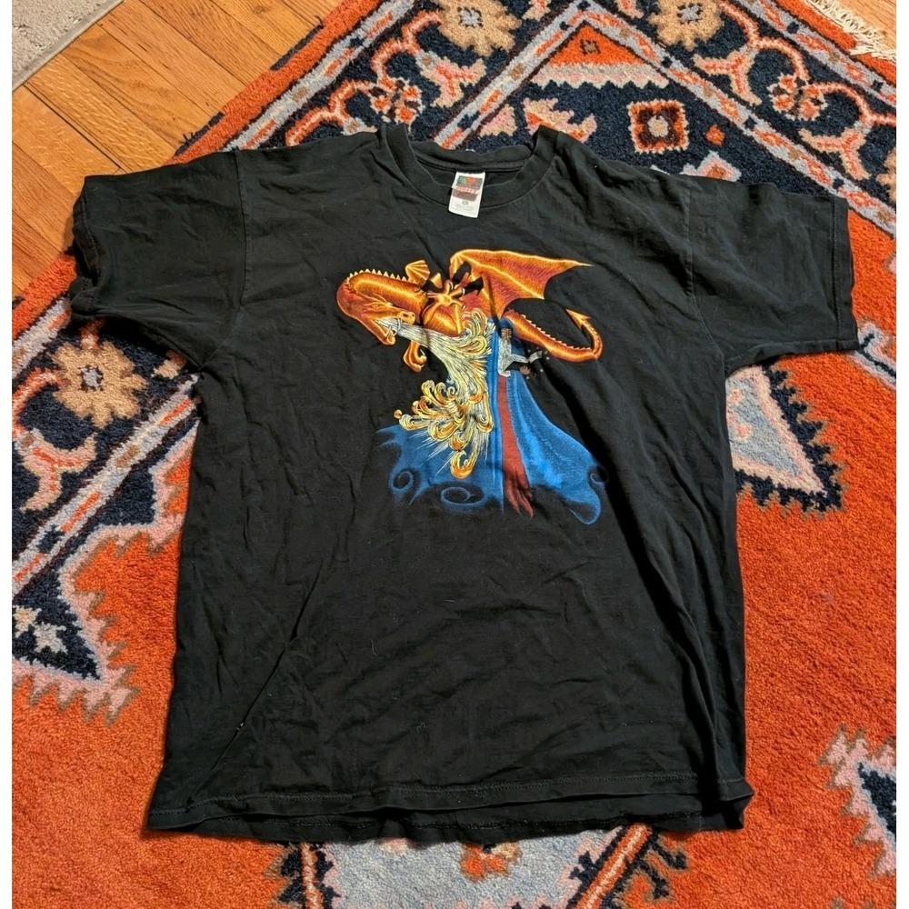 VINTAGE Fruit Of The Loom DRAGON FLAME‎ T SHIRT 1990'S SIZE XL